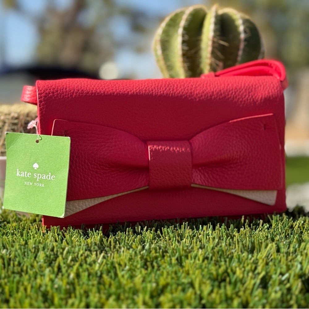 Kate Spade Red Clutch with Bow Detail